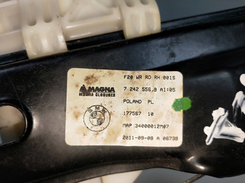 Recambio de elevalunas trasero derecho para bmw serie 1 lim. (f20) referencia OEM IAM M13970A00 17756710 5P