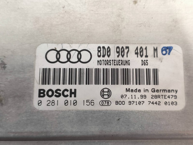 Recambio de centralita motor uce para audi a4 berlina (b5) 2.5 tdi quattro referencia OEM IAM 0281010156 8D0907401M 28RTE479 BOS