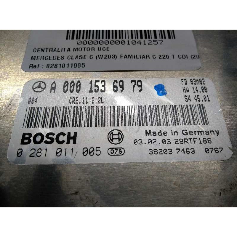 Recambio de centralita motor uce para mercedes clase c (w203) familiar c 220 t cdi (203.206) referencia OEM IAM 0281011005 A0001
