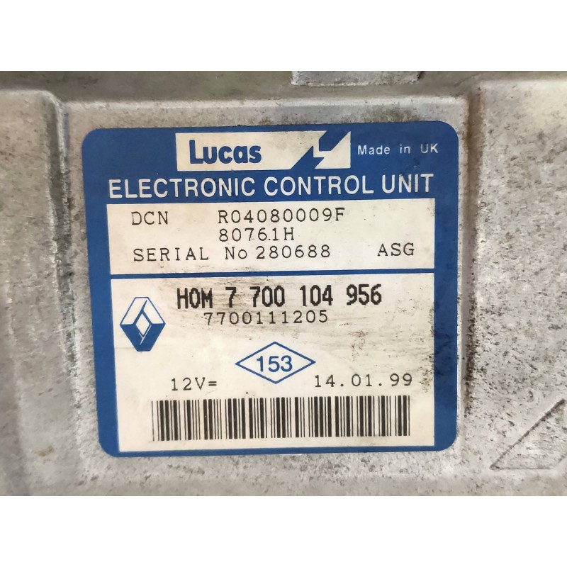 Recambio de centralita motor uce para renault clio ii fase i (b/cbo) 1.9 d referencia OEM IAM R04080009F 7700104956 7700111205 L