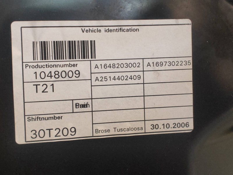 Recambio de elevalunas trasero derecho para mercedes clase r (w251) 320 cdi (251.022) referencia OEM IAM A1648203002 A1697302235