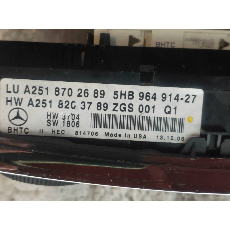 Recambio de mando calefaccion / aire acondicionado para mercedes clase r (w251) 320 cdi (251.022) referencia OEM IAM A2518702689