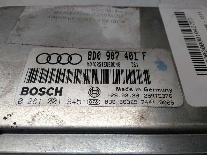 Recambio de centralita motor uce para audi a4 avant (b5) 2.5 tdi referencia OEM IAM 0281001945 8D0907401F 