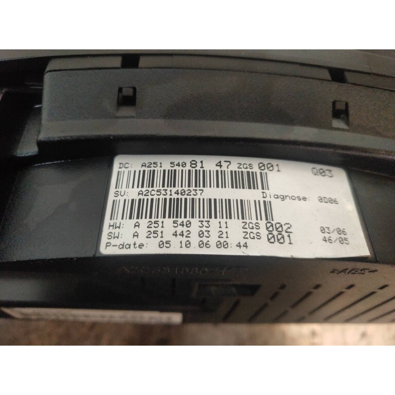 Recambio de cuadro instrumentos para mercedes clase r (w251) 320 cdi (251.022) referencia OEM IAM A2515408147 A2C53140237 