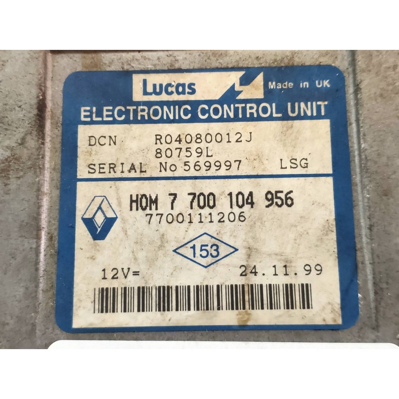Recambio de centralita motor uce para renault kangoo (f/kc0) alize referencia OEM IAM R04080012J HOM7700104956 7700111206 80759L