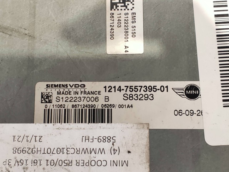 Recambio de centralita motor uce para mini mini (r50,r53) cooper referencia OEM IAM S122237006B 1214755739501 S83293 SIEMENS