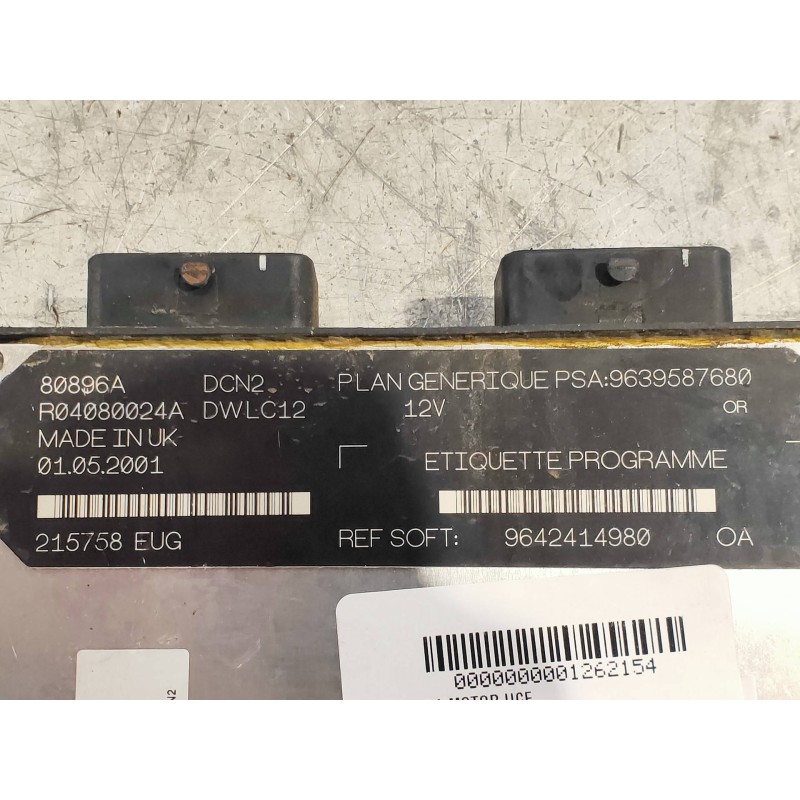 Recambio de centralita motor uce para citroen c15 1.9 d referencia OEM IAM R04080024A 9639587680 9642414980 80896A LUCAS