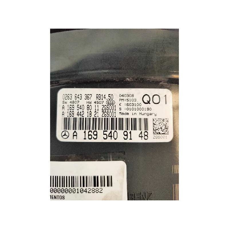 Recambio de cuadro instrumentos para mercedes clase b (w245) 200 (245.233) referencia OEM IAM 0263643367 A1695409148 A1695408011