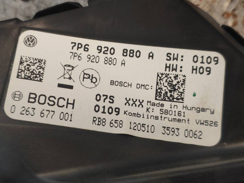 Recambio de cuadro instrumentos para volkswagen touareg (7p5) v6 tdi bluemotion referencia OEM IAM 0263677001 7P6920880A 