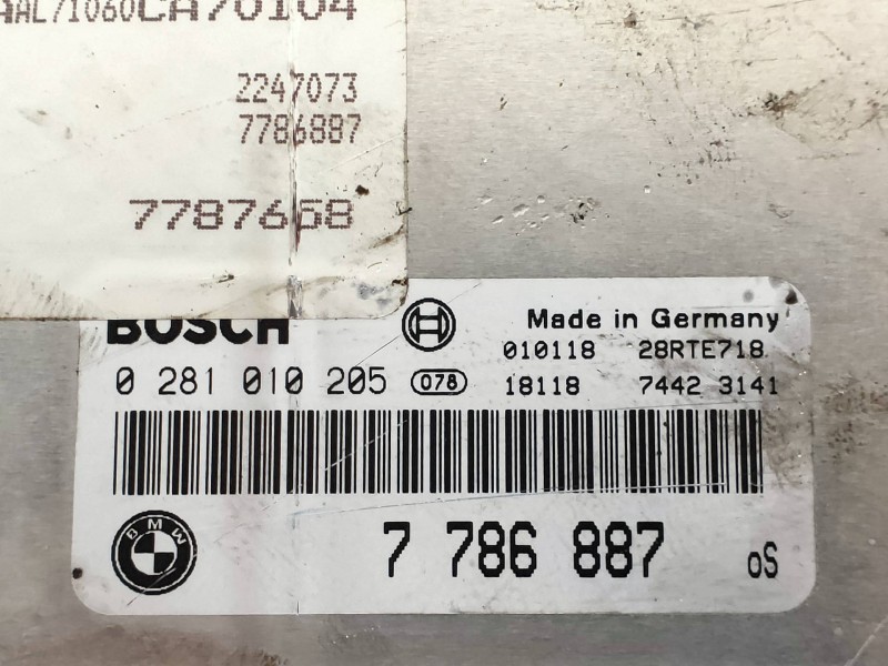 Recambio de centralita motor uce para bmw serie 3 berlina (e46) 320d referencia OEM IAM 0281010205 7786887 BOSCH