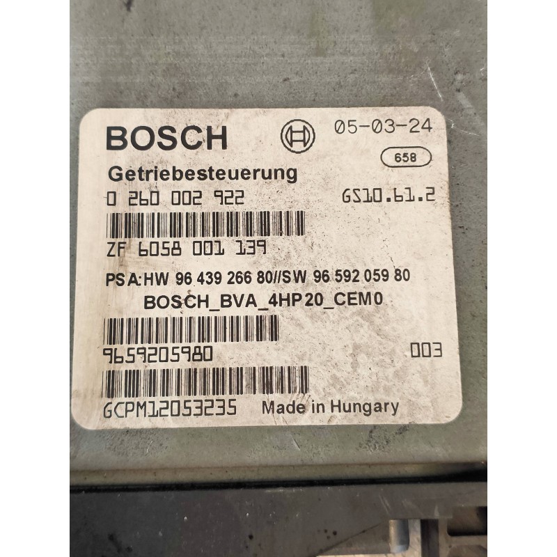 Recambio de centralita cambio automatico para peugeot 407 st confort pack referencia OEM IAM 0260002922 9643926680 9659205980 BO