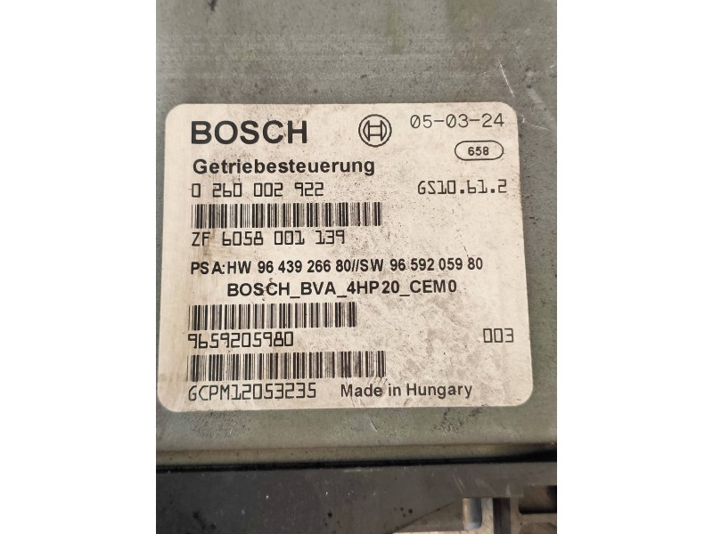 Recambio de centralita cambio automatico para peugeot 407 st confort pack referencia OEM IAM 0260002922 9643926680 9659205980 BO