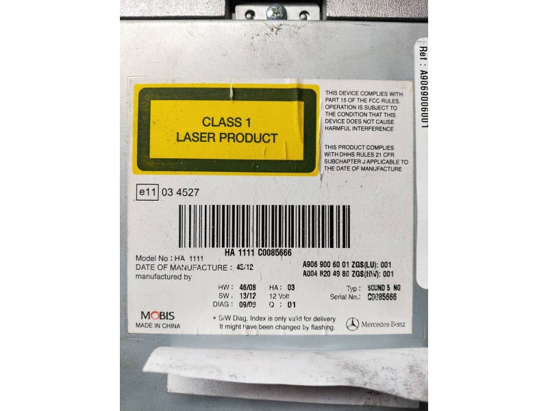 Recambio de sistema audio / radio cd para mercedes sprinterii caja cerrada (desde 01.06) 210/213/216 cdi (906.611/613) referenci