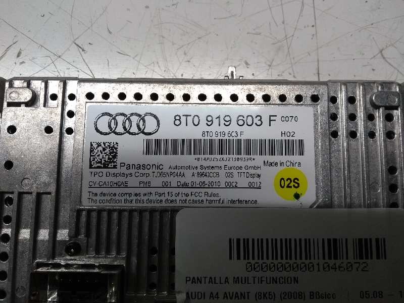 Recambio de pantalla multifuncion para audi a4 avant (8k5) (2008) básico referencia OEM IAM 8T0919603F  