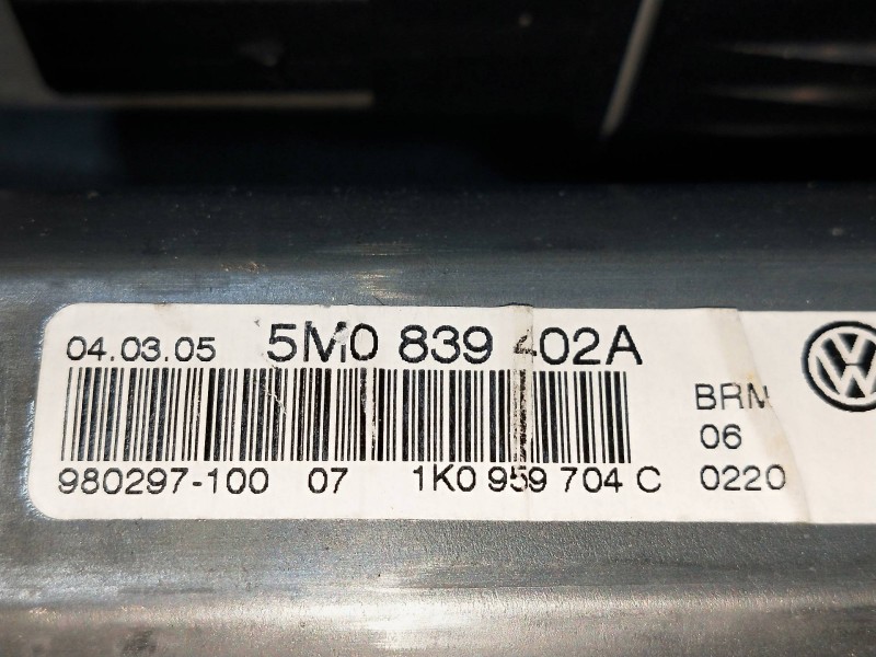 Recambio de elevalunas trasero derecho para volkswagen golf plus (5m1) 1.9 tdi referencia OEM IAM 1K0959704C 5M839402A 5P