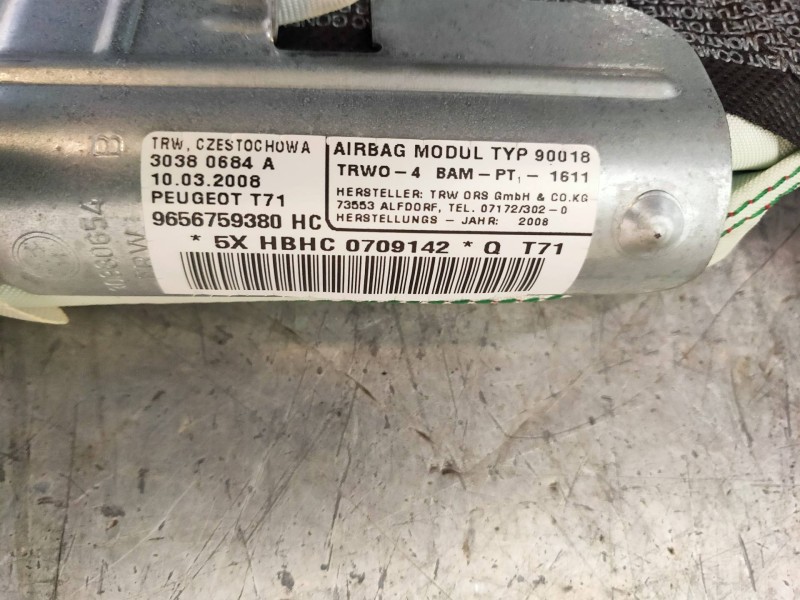 Recambio de airbag cortina delantero derecho para peugeot 308 confort referencia OEM IAM 9656759380 30380684A 