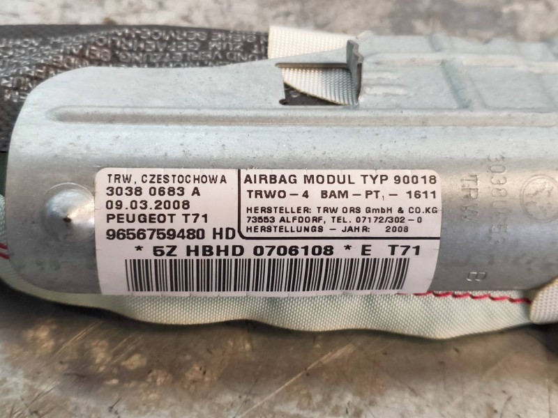 Recambio de airbag cortina delantero izquierdo para peugeot 308 confort referencia OEM IAM 9656759480 30380683A 