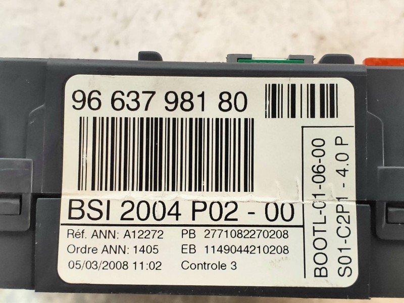 Recambio de caja reles / fusibles para peugeot 308 confort referencia OEM IAM 9663798180 BSI2004P0200 