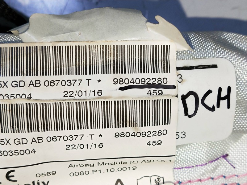 Recambio de airbag cortina delantero derecho para peugeot 208 referencia OEM IAM 9804092280  