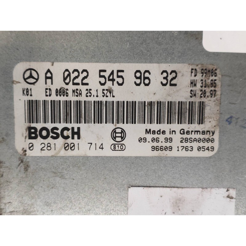 Recambio de centralita motor uce para mercedes clase c (w202) berlina 250 td (202.128) referencia OEM IAM 0281001714 A0225459632