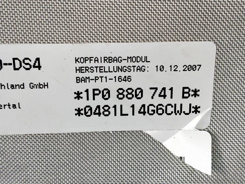 Recambio de airbag cortina delantero izquierdo para seat leon (1p1) 1.4 16v tsi referencia OEM IAM 1P0880741B  