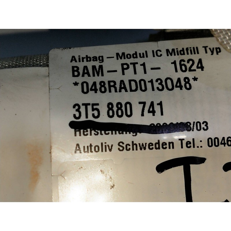Recambio de airbag cortina delantero izquierdo para skoda superb combi (3t5) comfort referencia OEM IAM 3T5880741  