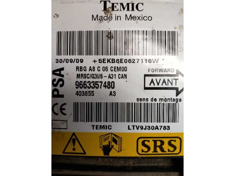 Recambio de centralita airbag para citroen c3 1.4 hdi cool referencia OEM IAM 9663357480 LTV9J30A783 