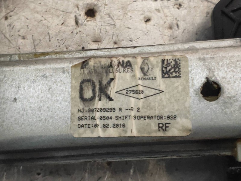 Recambio de elevalunas delantero derecho para dacia logan ii ambiance referencia OEM IAM 807209299RB  5P