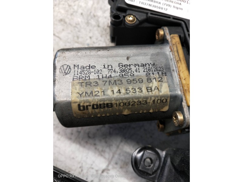 Recambio de elevalunas trasero derecho para seat alhambra (7v9) signo referencia OEM IAM TR37M3959812 106233100 5P