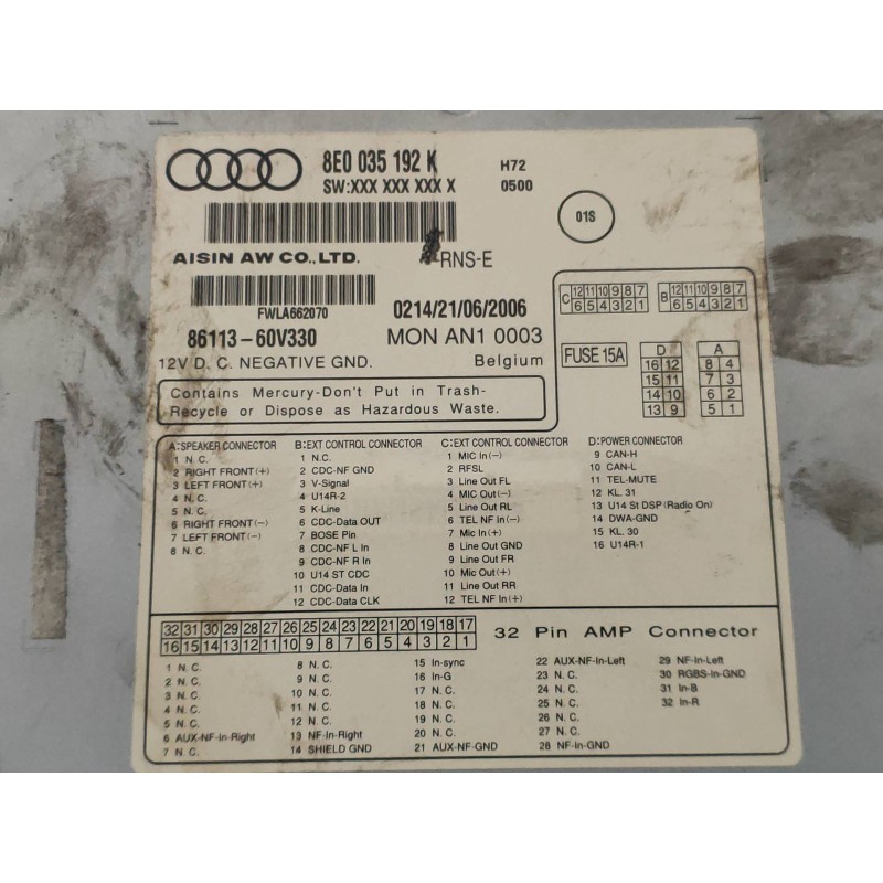 Recambio de sistema navegacion gps para audi a4 berlina (8e) 2.7 tdi (dpf) referencia OEM IAM 8E0035192K 9611360V330 