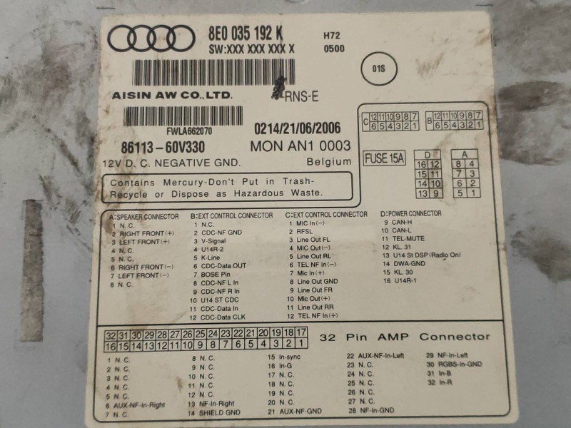 Recambio de sistema navegacion gps para audi a4 berlina (8e) 2.7 tdi (dpf) referencia OEM IAM 8E0035192K 9611360V330 