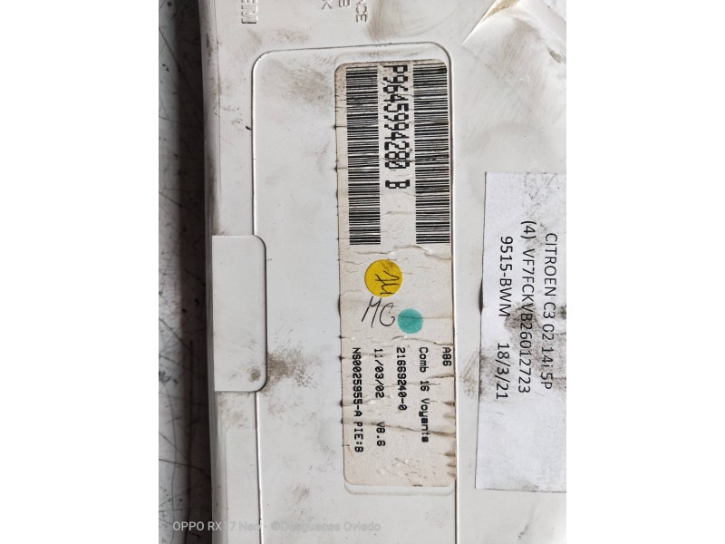 Recambio de cuadro instrumentos para citroen c3 1.4 sx plus referencia OEM IAM P9645994280B  