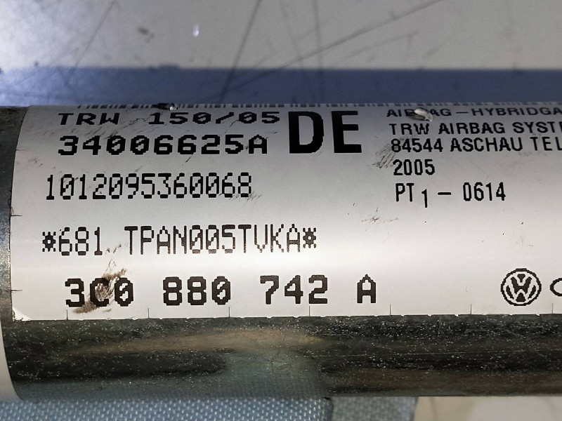 Recambio de airbag cortina delantero derecho para volkswagen passat berlina (3c2) 2.0 16v fsi referencia OEM IAM 3C088742A  