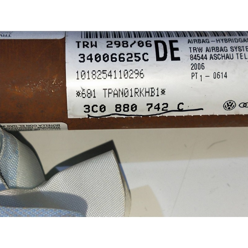 Recambio de airbag cortina delantero derecho para volkswagen passat berlina (3c2) highline referencia OEM IAM 3C0880742C  
