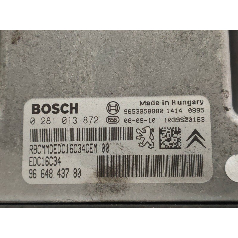 Recambio de centralita motor uce para peugeot 308 confort referencia OEM IAM 0281013872 9664843780 9653958980 EDC16C34 1039S2016