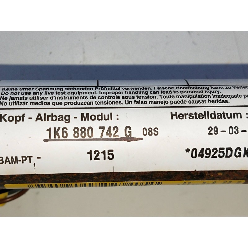 Recambio de airbag cortina delantero derecho para volkswagen golf v berlina (1k1) highline referencia OEM IAM 1K6880742G  