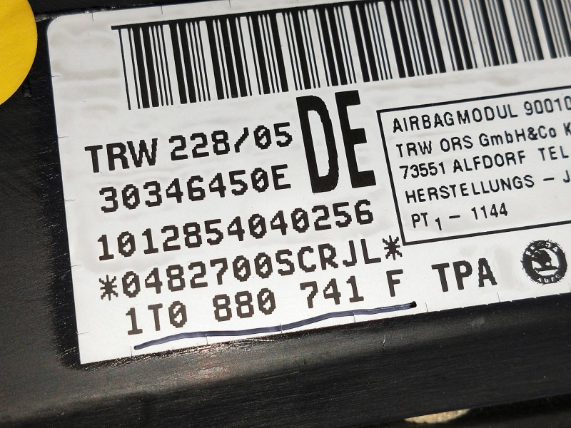 Recambio de airbag cortina delantero izquierdo para volkswagen touran (1t1) highline referencia OEM IAM 1T0880741F  