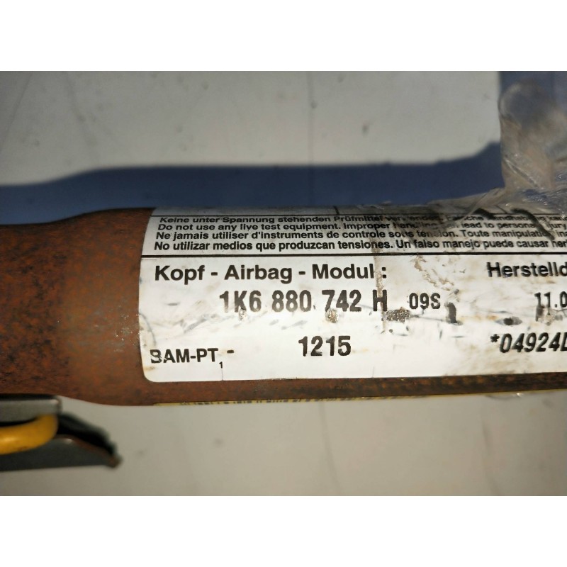 Recambio de airbag cortina delantero derecho para volkswagen golf v berlina (1k1) 1.9 tdi referencia OEM IAM 1K6880742H  