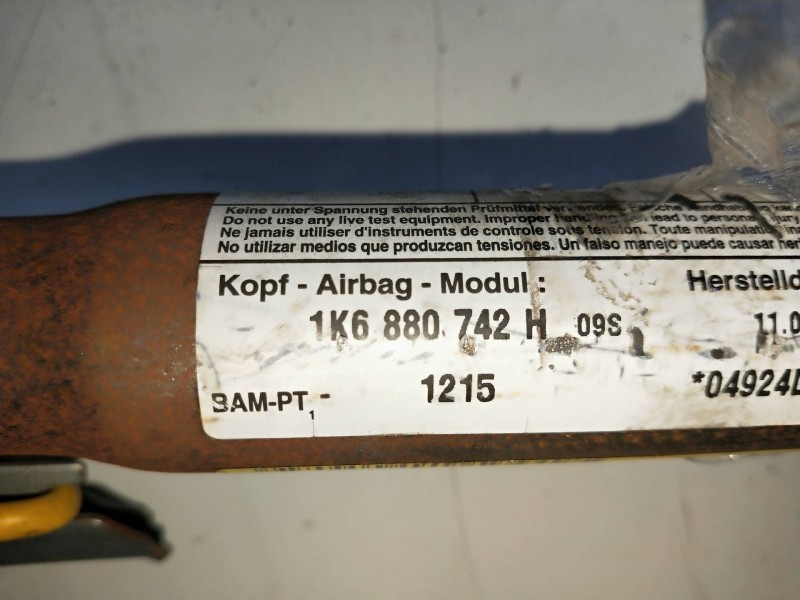 Recambio de airbag cortina delantero derecho para volkswagen golf v berlina (1k1) 1.9 tdi referencia OEM IAM 1K6880742H  