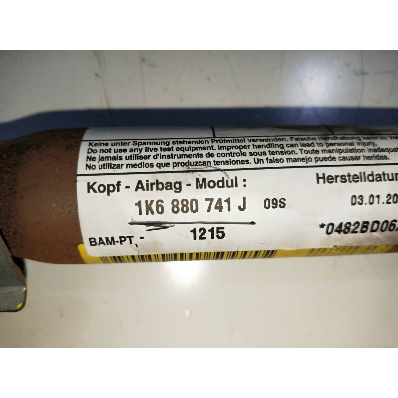 Recambio de airbag cortina delantero izquierdo para volkswagen golf v berlina (1k1) 1.9 tdi referencia OEM IAM 1K6880741J  