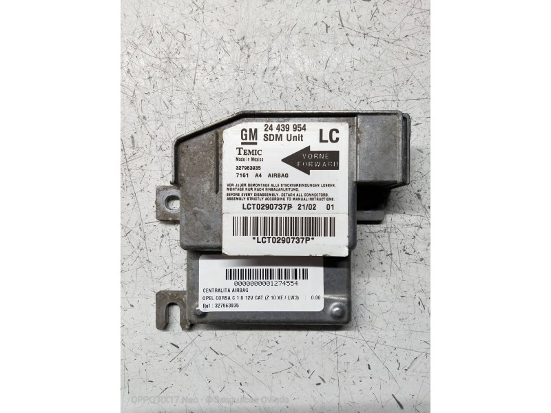 Recambio de centralita airbag para opel corsa c 1.0 12v cat (z 10 xe / lw3) referencia OEM IAM 327963935 24439954 
