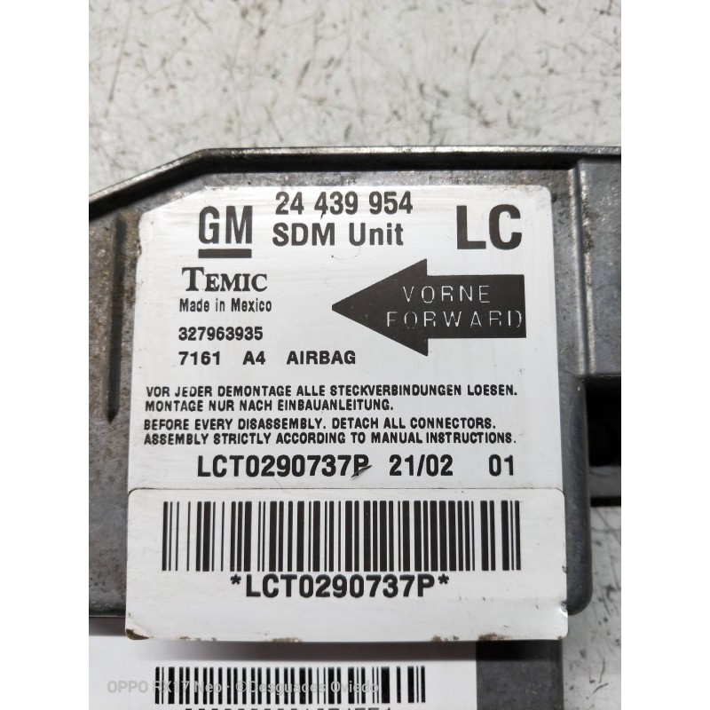 Recambio de centralita airbag para opel corsa c 1.0 12v cat (z 10 xe / lw3) referencia OEM IAM 327963935 24439954 