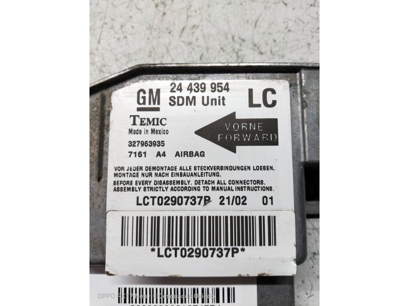 Recambio de centralita airbag para opel corsa c 1.0 12v cat (z 10 xe / lw3) referencia OEM IAM 327963935 24439954 
