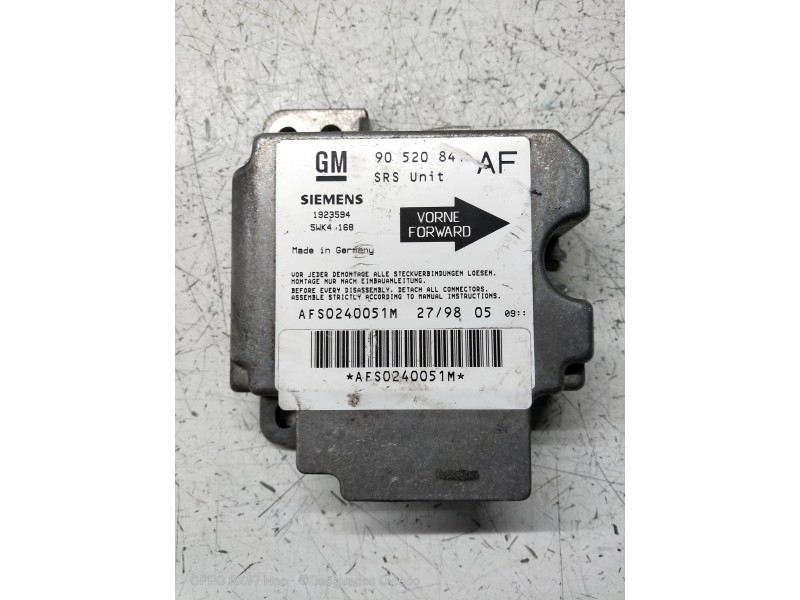 Recambio de centralita airbag para opel astra g berlina referencia OEM IAM 5WK4168 9052084 AFS0240051M Recambio de centralita airbag para opel astra g berlina referencia OEM IAM 5WK4168 9052084 AFS0240051M