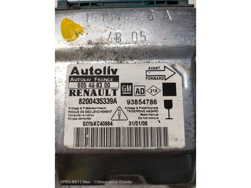 Recambio de centralita airbag para renault trafic combi (ab 4.01) referencia OEM IAM 605488300 8200435339A 93854786 Recambio de centralita airbag para renault trafic combi (ab 4.01) referencia OEM IAM 605488300 8200435339A 93854786