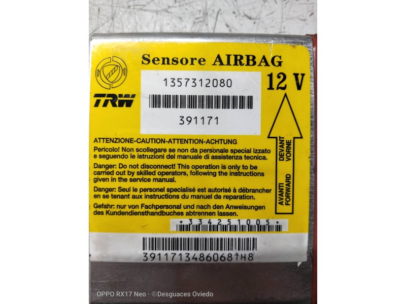 Recambio de centralita airbag para citroen jumper caja abierta (06.2006 =>) referencia OEM IAM 1357312080 391171  Recambio de centralita airbag para citroen jumper caja abierta (06.2006 =>) referencia OEM IAM 1357312080 391171