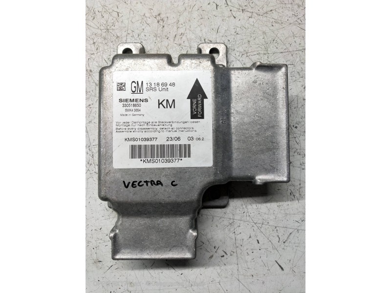 Recambio de centralita airbag para opel vectra c berlina referencia OEM IAM 5WK43654 13186948 330518650 KM