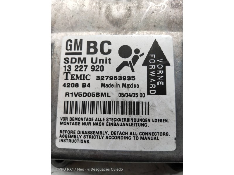 Recambio de centralita airbag para opel astra h berlina referencia OEM IAM 327963935 13227920 4208B4