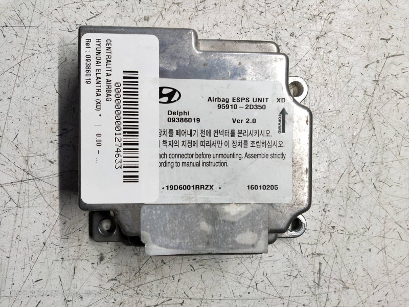Recambio de centralita airbag para hyundai elantra (xd) referencia OEM IAM 09386019 959102D350 