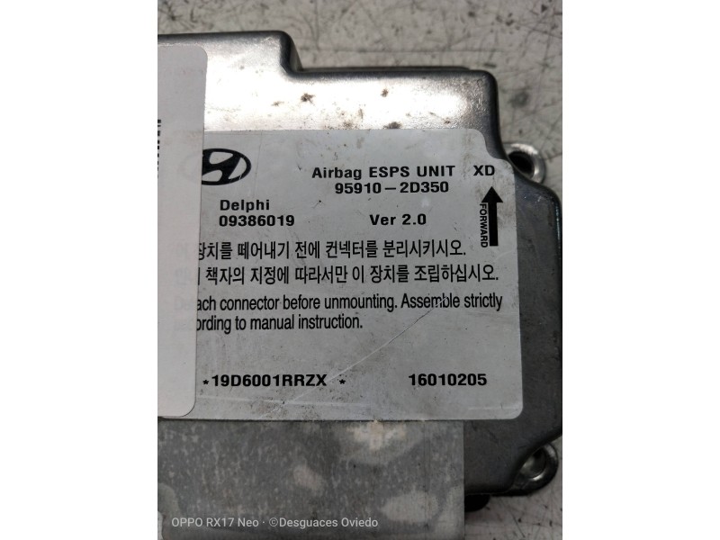 Recambio de centralita airbag para hyundai elantra (xd) referencia OEM IAM 09386019 959102D350 